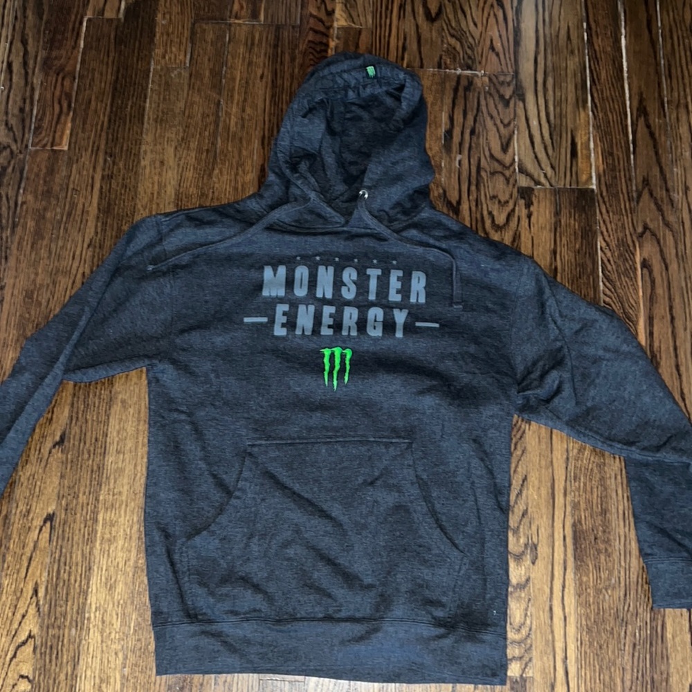 Lightly worn monster energy grey sweatshirt